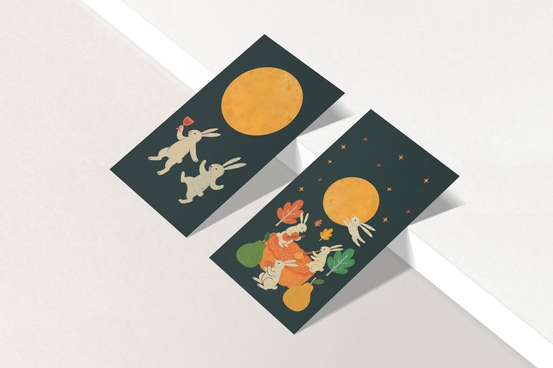 Beanincave 洞豆媒體設計－Mid-Autumn Illustration Card Set 平面視覺作品